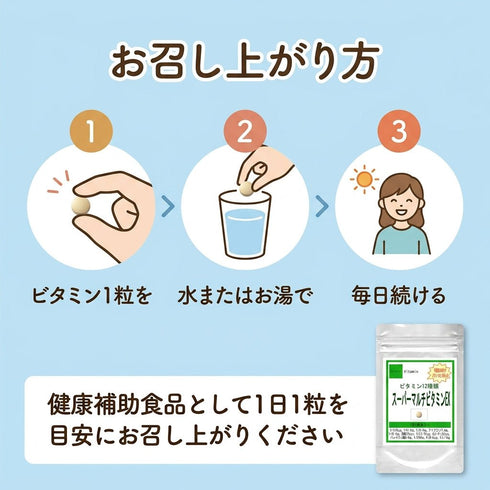 【SKU - 401】スーパーマルチビタミンEX (12種類のビタミン配合 栄養機能食品 ビオチン 忙しい毎日の栄養バランス・健康・美容サポートサプリ - サプリ専門店 ギャバ太郎SHOP本店