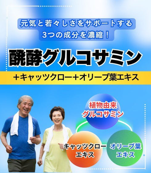 【SKU - n413】発酵グルコサミン ボタニカル サプリメント 日本初の組み合わせ!グルコサミン キャッツクロー オリーブ葉エキス 3つの成分が実現する軽やかな毎日 健康サポート 健康食品 送料無料 - サプリ専門店 ギャバ太郎SHOP本店